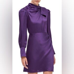 kate spade Purple High-Neck Long-Sleeve Dress